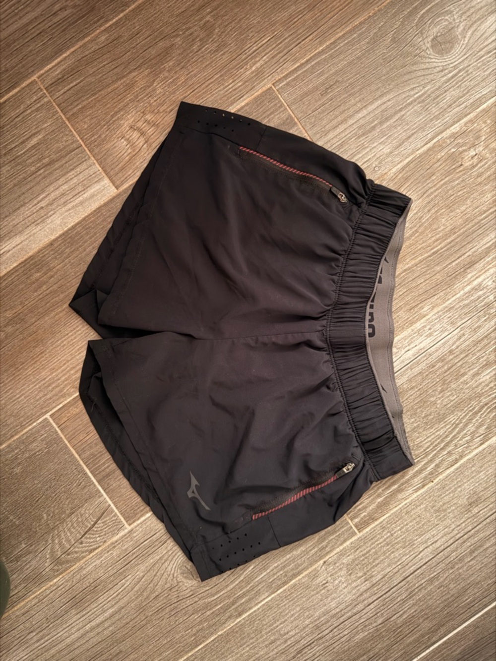 Mizuno Women’s Black Athletic Running Shorts with Reflective Logo